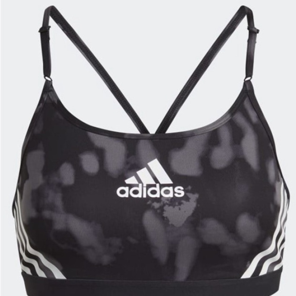 Adidas Aeroreact Women's Black and Gray Patterned Sports Bra